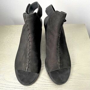 Eileen Fisher Pagoda Nubuck Slingback Sandal Black Size  5 NWOT